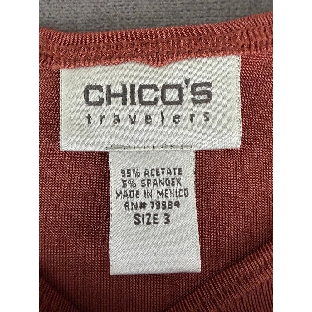 Chicos Travelers Tank Top Rust Orange Scoop Neck Acetate Stretch Size 3 XL - Picture 4 of 7
